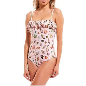 ANTONIO MELANI Pink Seashell Print One Piece Swimsuit